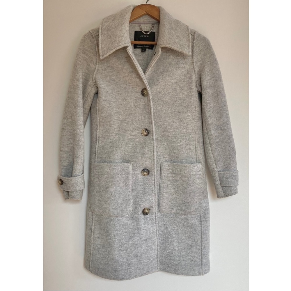 J. Crew Italian Boiled Wool Coat -- Gray, Size 00, Barely Worn